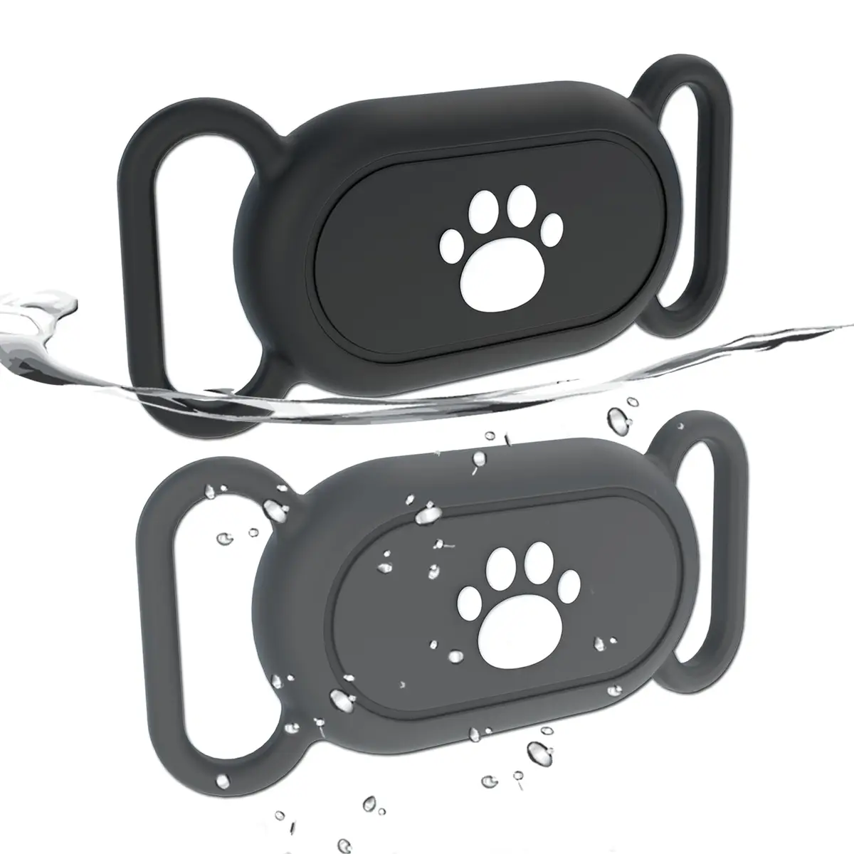Rzttwl 2 Pack Waterproof Dog Collar Holder for Samsung Galaxy SmartTag2, Black Grey | Silicone GPS Tracker Hidden Loop Holder - main product image