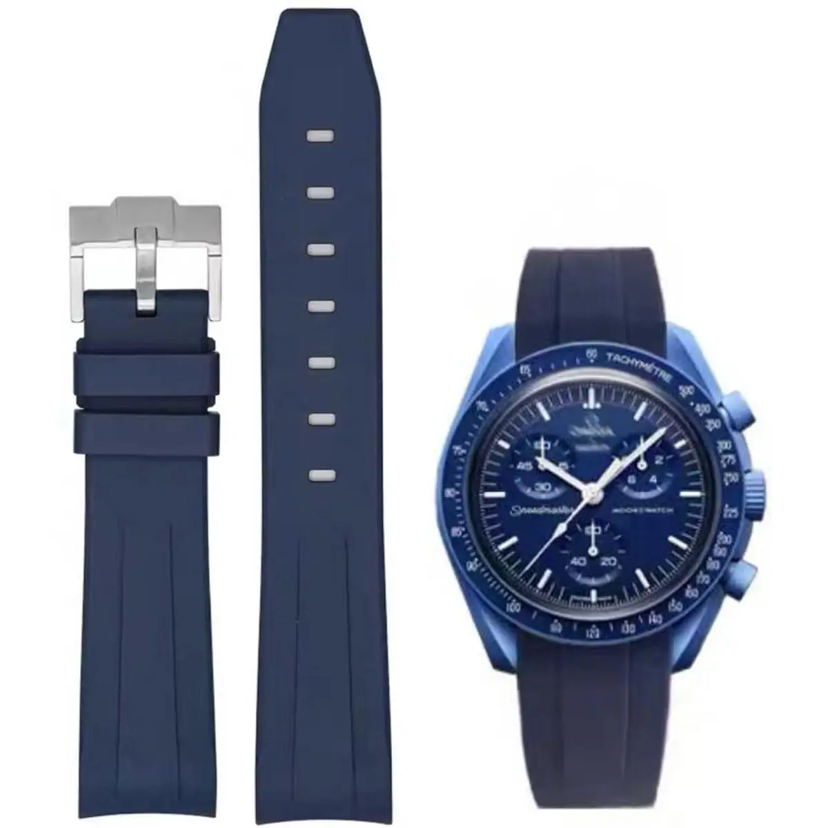 Danxancy Watch Band for Moonswatch 20mm | Curved Rubber Strap Compatible with Omega Swatch - main product image