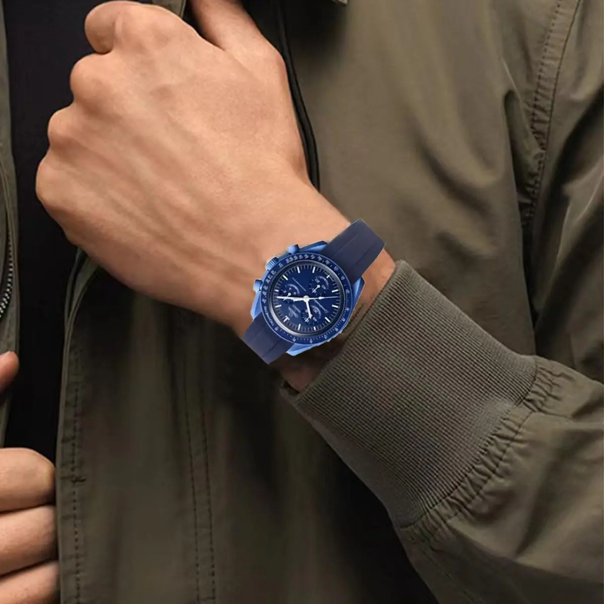 Danxancy Watch Band for Moonswatch 20mm | Curved Rubber Strap Compatible with Omega Swatch - view 5