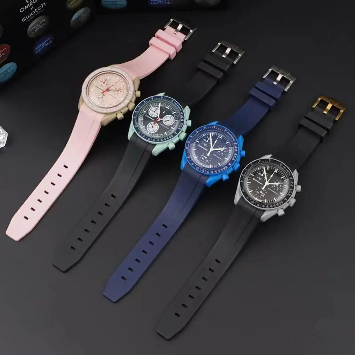 Danxancy Watch Band for Moonswatch 20mm | Curved Rubber Strap Compatible with Omega Swatch - view 6