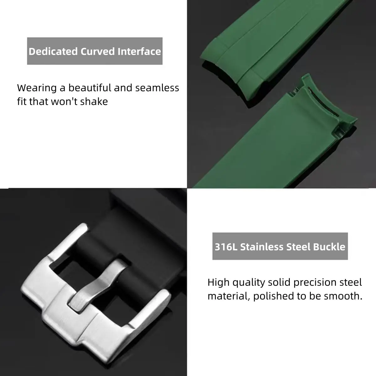 Danxancy Watch Band for Moonswatch 20mm | Curved Rubber Strap Compatible with Omega Swatch - view 3