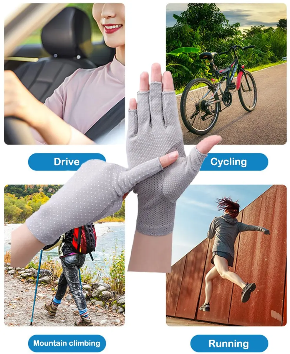Eohak Women Driving Gloves Sun UV Protection Glove Touchscreen Half-Finger Gloves | Breathable, Anti-Slip, Summer Fit - view 5