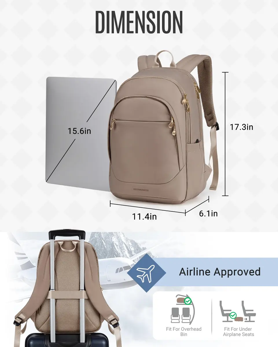 LIGHT FLIGHT Travel Backpack for Women, 17.3 inch Laptop Daypack | Water-Resistant, Large Capacity - view 5
