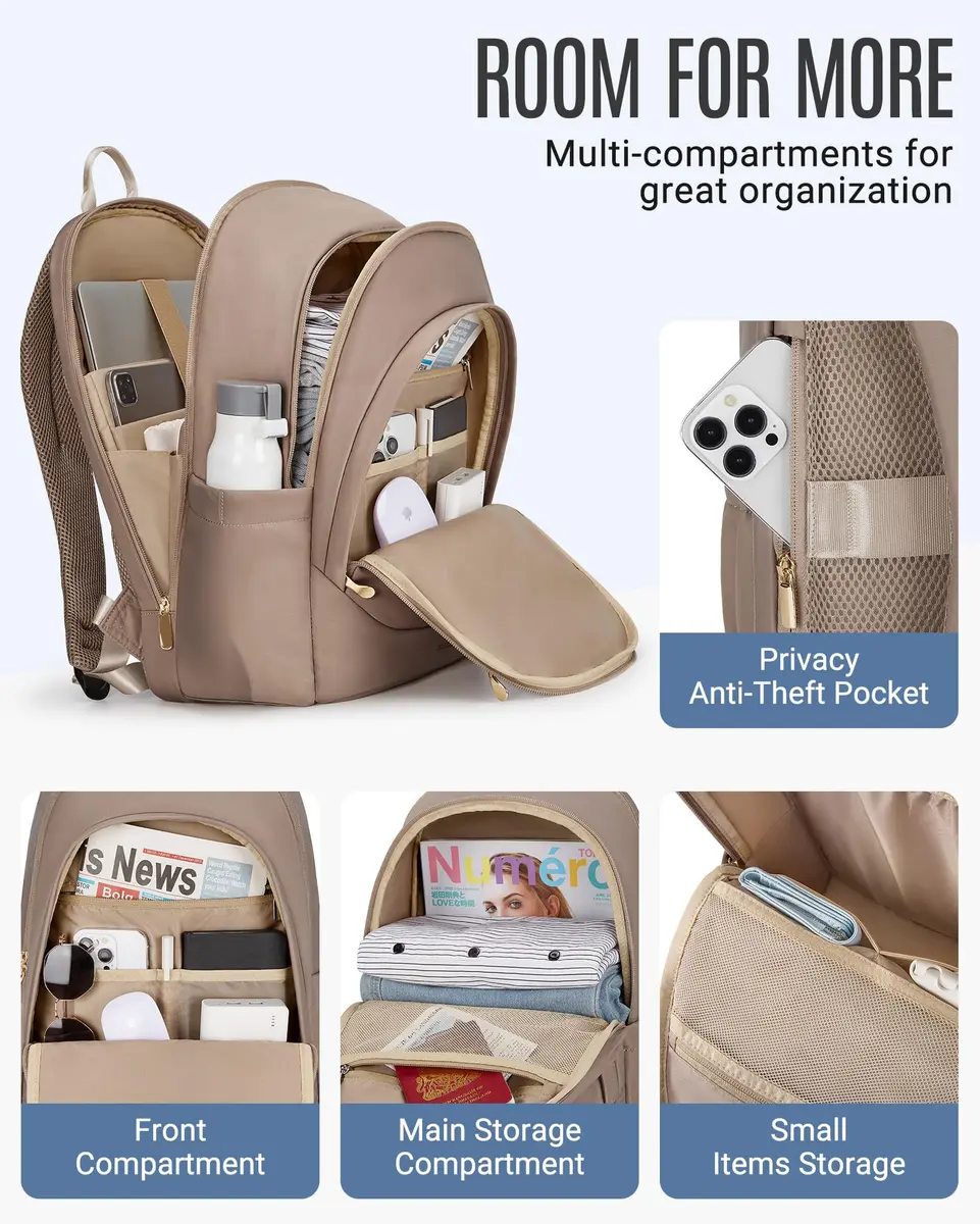 LIGHT FLIGHT Travel Backpack for Women, 17.3 inch Laptop Daypack | Water-Resistant, Large Capacity - view 3