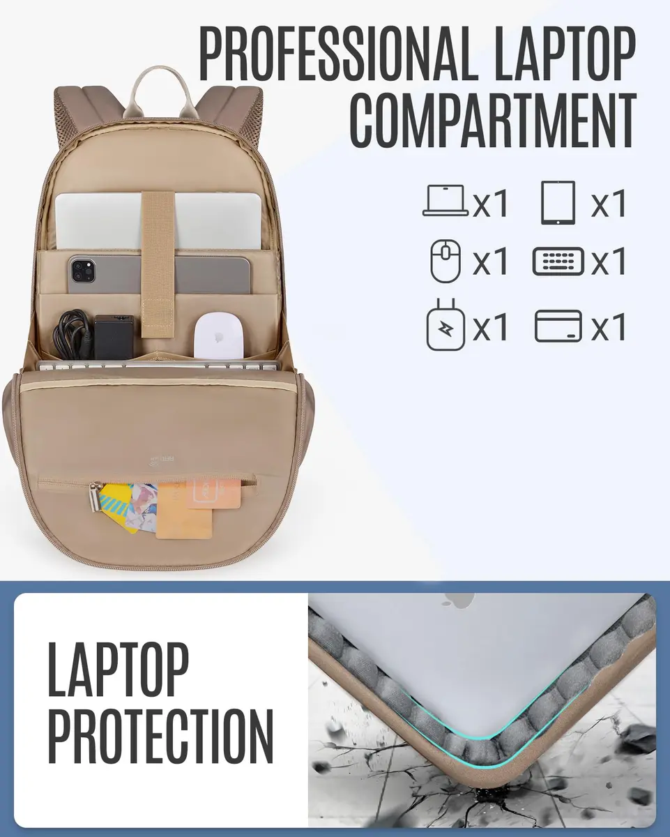 LIGHT FLIGHT Travel Backpack for Women, 17.3 inch Laptop Daypack | Water-Resistant, Large Capacity - view 4