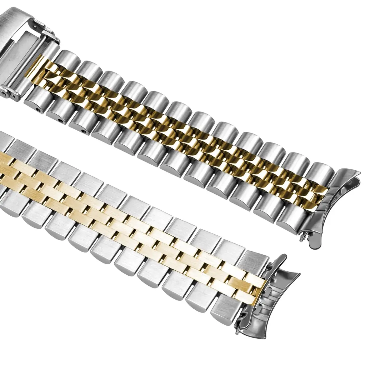 Juntan 22mm Stainless Steel Watch Band Curved Ends Tapered Metal Replacement Bracelet with Deployment Clasp - view 8