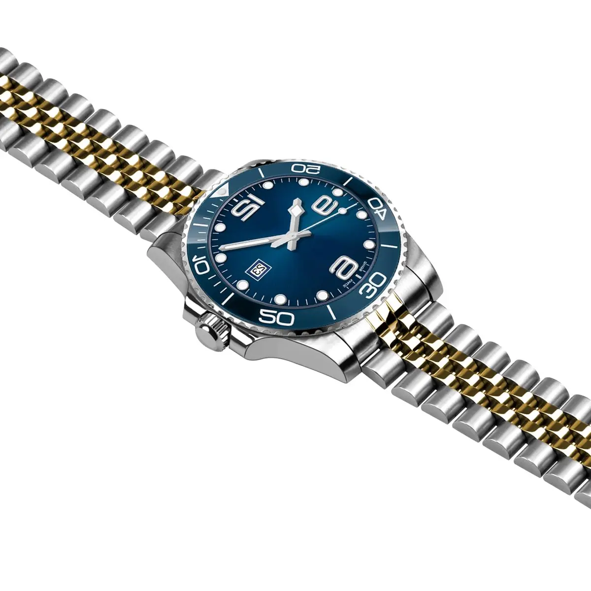Juntan 22mm Stainless Steel Watch Band Curved Ends Tapered Metal Replacement Bracelet with Deployment Clasp - view 3