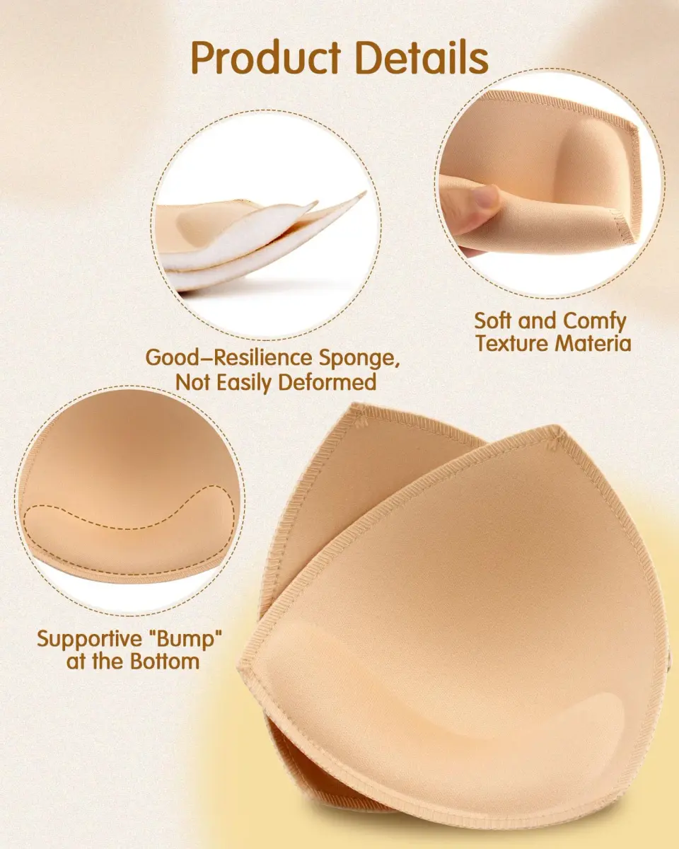 KSang Bra Pads Inserts for B Cup - 4 Pairs Black | Quality Replacement Bra Padding - view 3