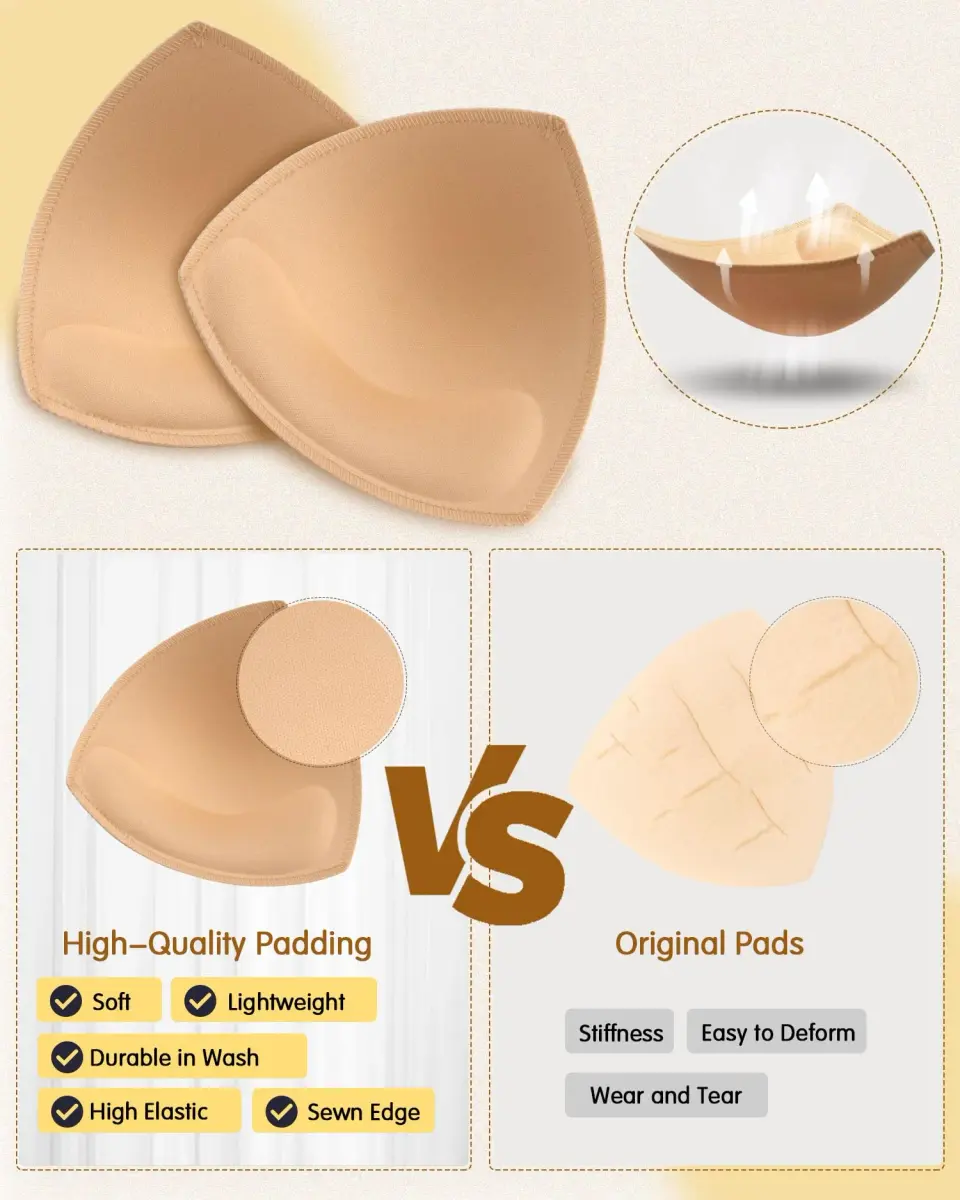 KSang Bra Pads Inserts for B Cup - 4 Pairs Black | Quality Replacement Bra Padding - view 4