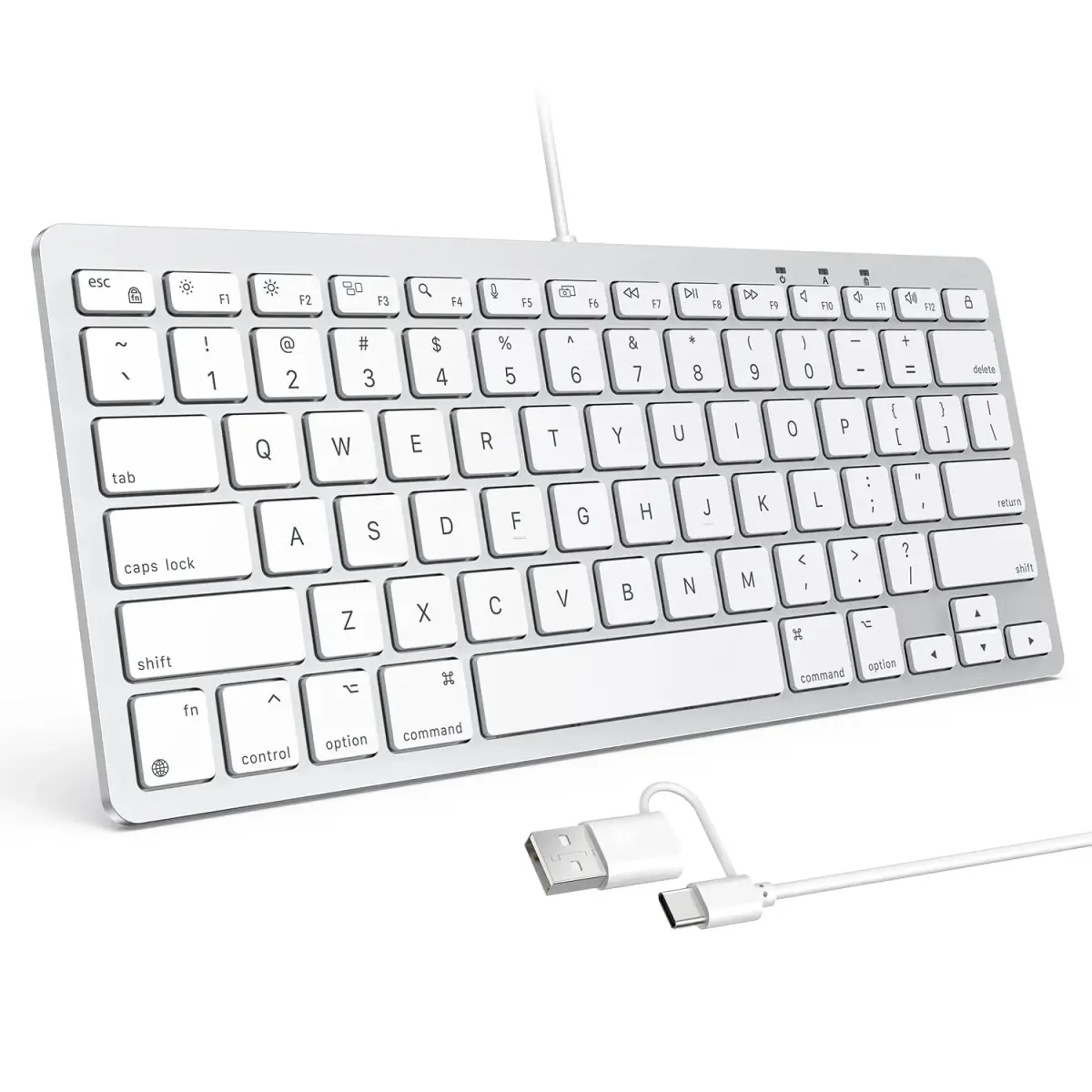 OMOTON Wired Keyboard for Mac, Compact 78-Key, USB-C/A Plug & Play, White | Scissor-Switch Keys for Smooth Typing - main product image