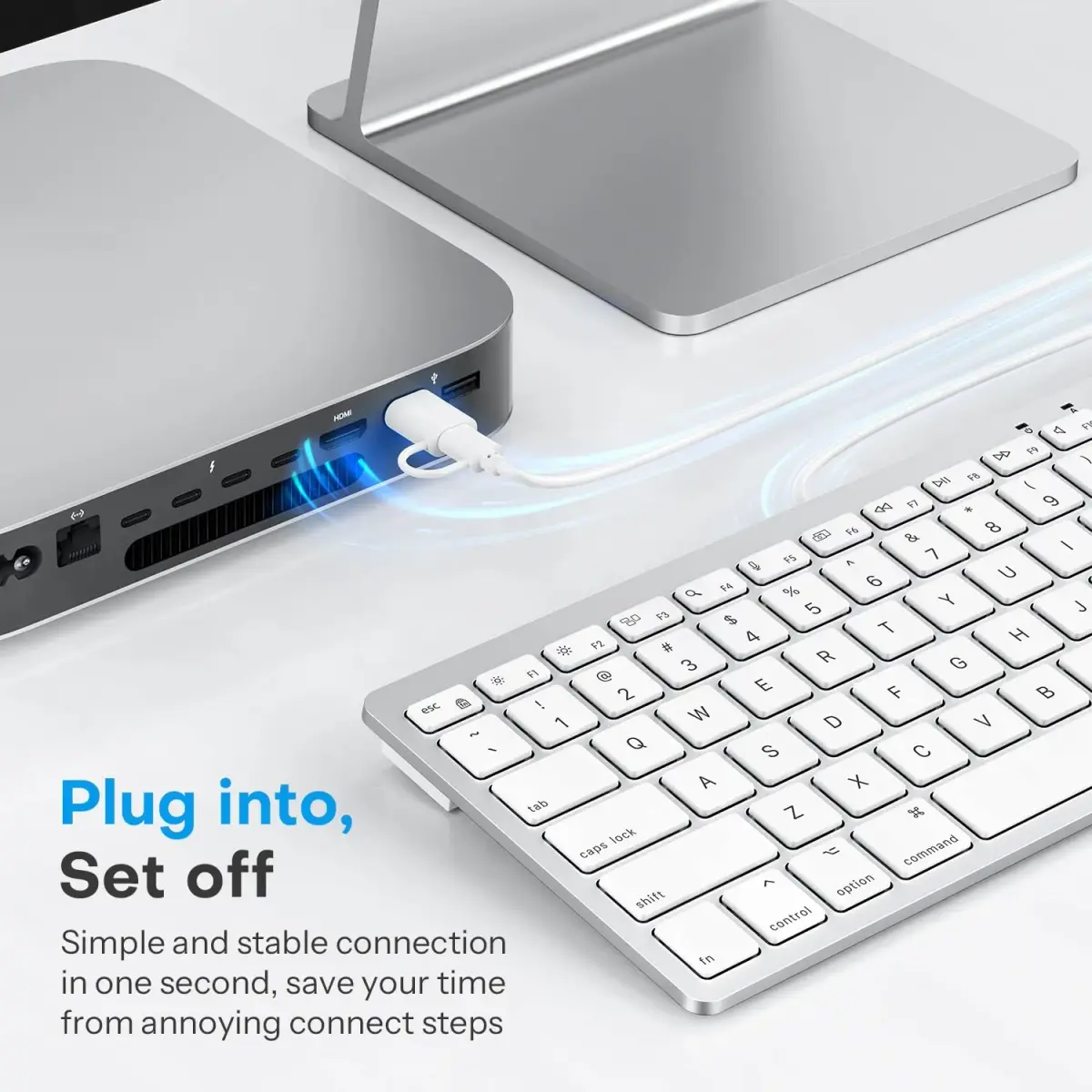 OMOTON Wired Keyboard for Mac, Compact 78-Key, USB-C/A Plug & Play, White | Scissor-Switch Keys for Smooth Typing - view 6