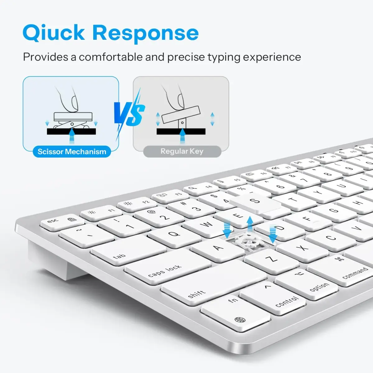 OMOTON Wired Keyboard for Mac, Compact 78-Key, USB-C/A Plug & Play, White | Scissor-Switch Keys for Smooth Typing - view 8