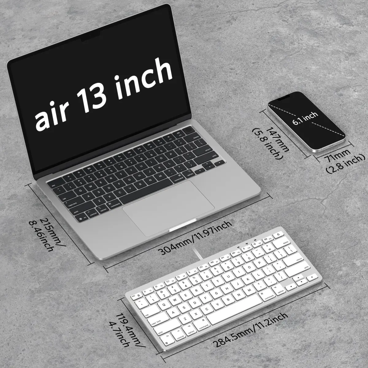 OMOTON Wired Keyboard for Mac, Compact 78-Key, USB-C/A Plug & Play, White | Scissor-Switch Keys for Smooth Typing - view 3