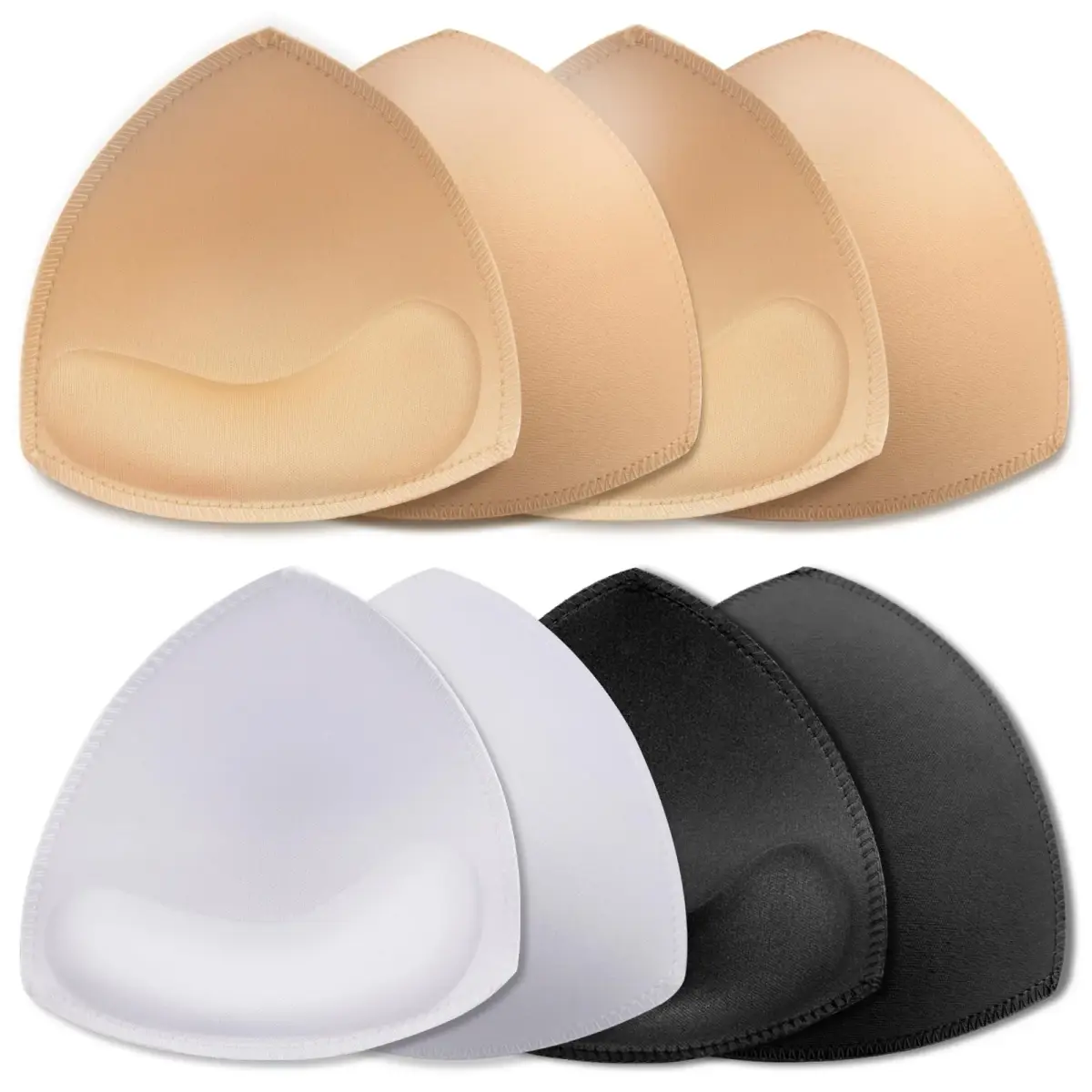 KSang Bra Pads Inserts for B Cup - 4 Pairs Beige Black White | Quality Replacement Bra Padding - main product image