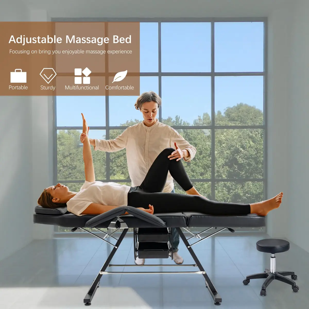 Brisca Massage Salon Tattoo Chair with Two Trays | Adjustable Full-Body Spa Bed & Esthetician Chair - view 5
