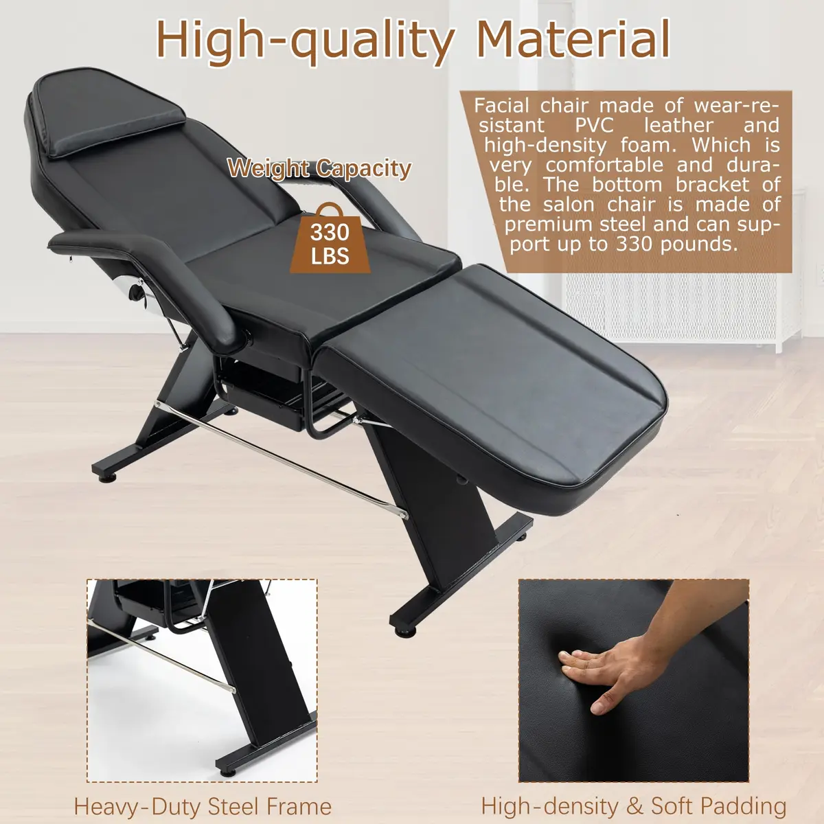 Brisca Massage Salon Tattoo Chair with Two Trays | Adjustable Full-Body Spa Bed & Esthetician Chair - view 7