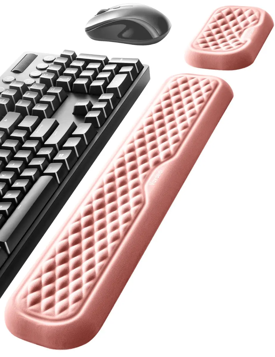 Vaydeer Ergonomic Wrist Rest for Keyboard and Mouse, Pink Memory Foam Arm Cushion | 2-Piece Set - main product image