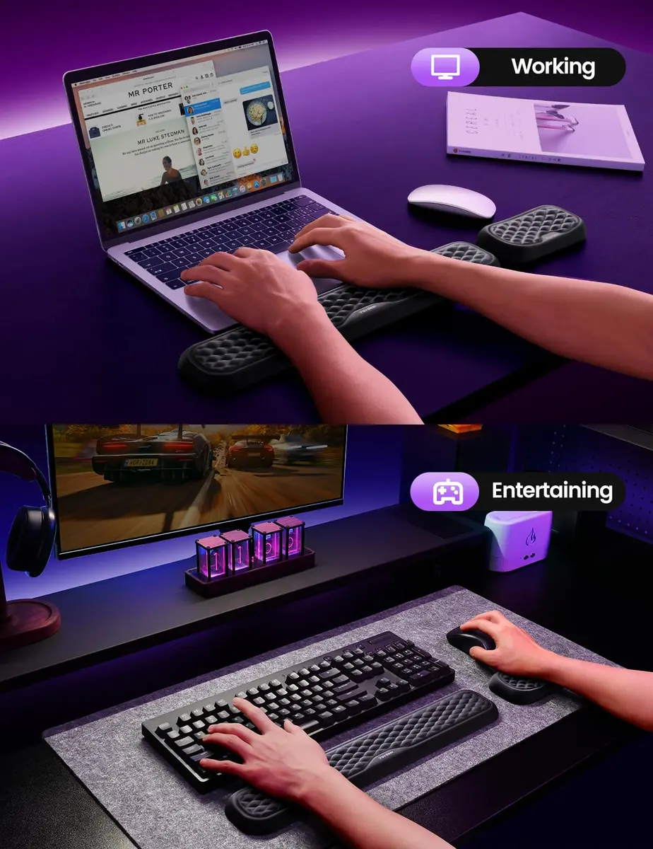Vaydeer Ergonomic Wrist Rest for Keyboard and Mouse, Pink Memory Foam Arm Cushion | 2-Piece Set - view 6