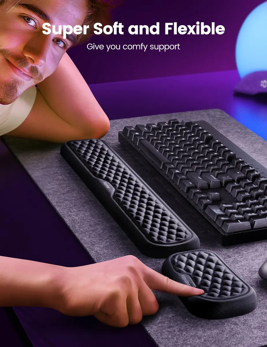 Vaydeer Ergonomic Wrist Rest for Keyboard and Mouse, Pink Memory Foam Arm Cushion | 2-Piece Set - view 2