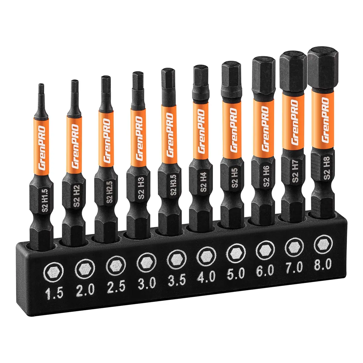 GRENPRO Impact Allen Wrench Drill Bit Set 2” Metric | Heavy Duty Hex Bits for Heavy Impact Use - main product image
