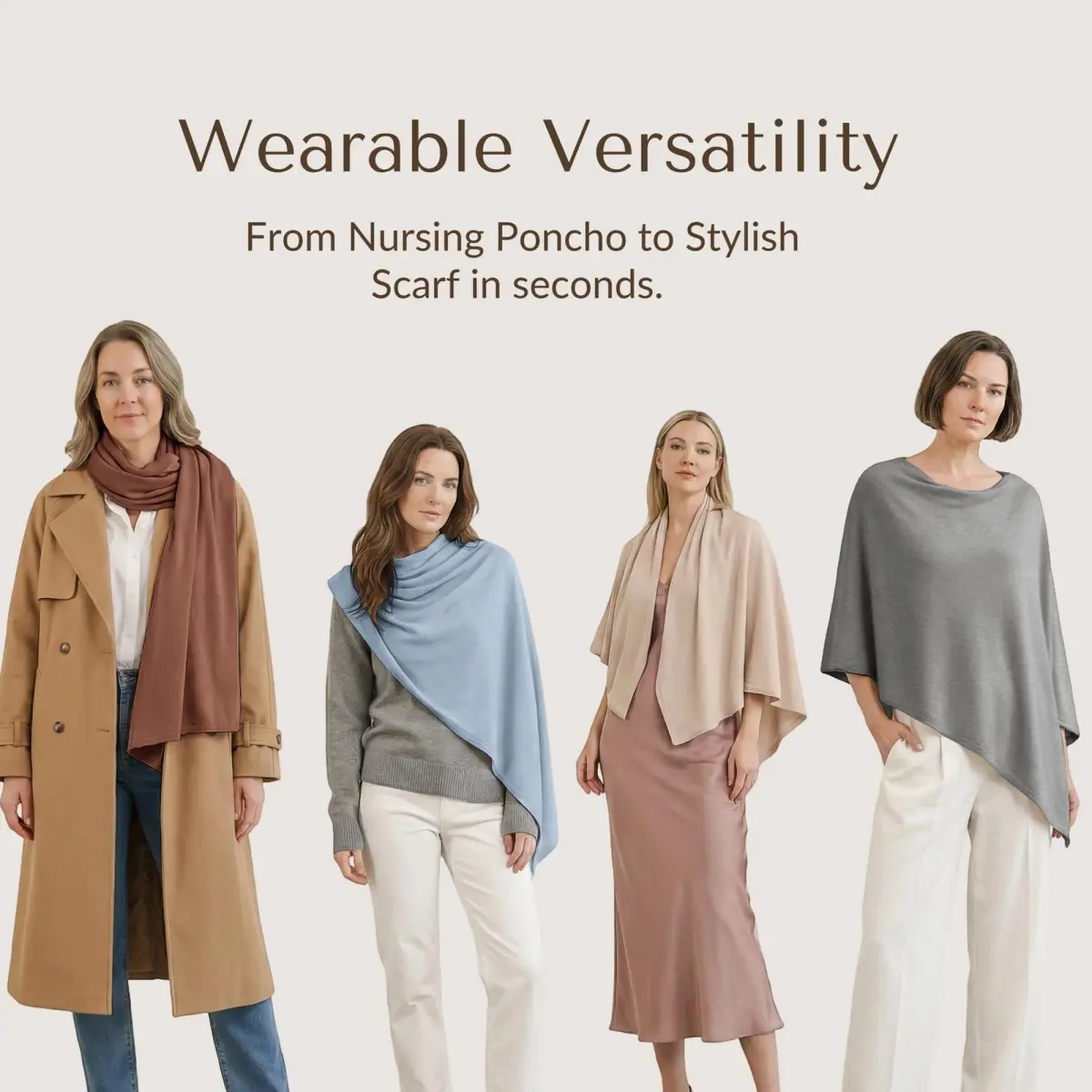 Konssy Rayon Made from Bamboo Nursing Cover for Breastfeeding | Soft, Breathable, Wearable Poncho with 360° Privacy - view 5