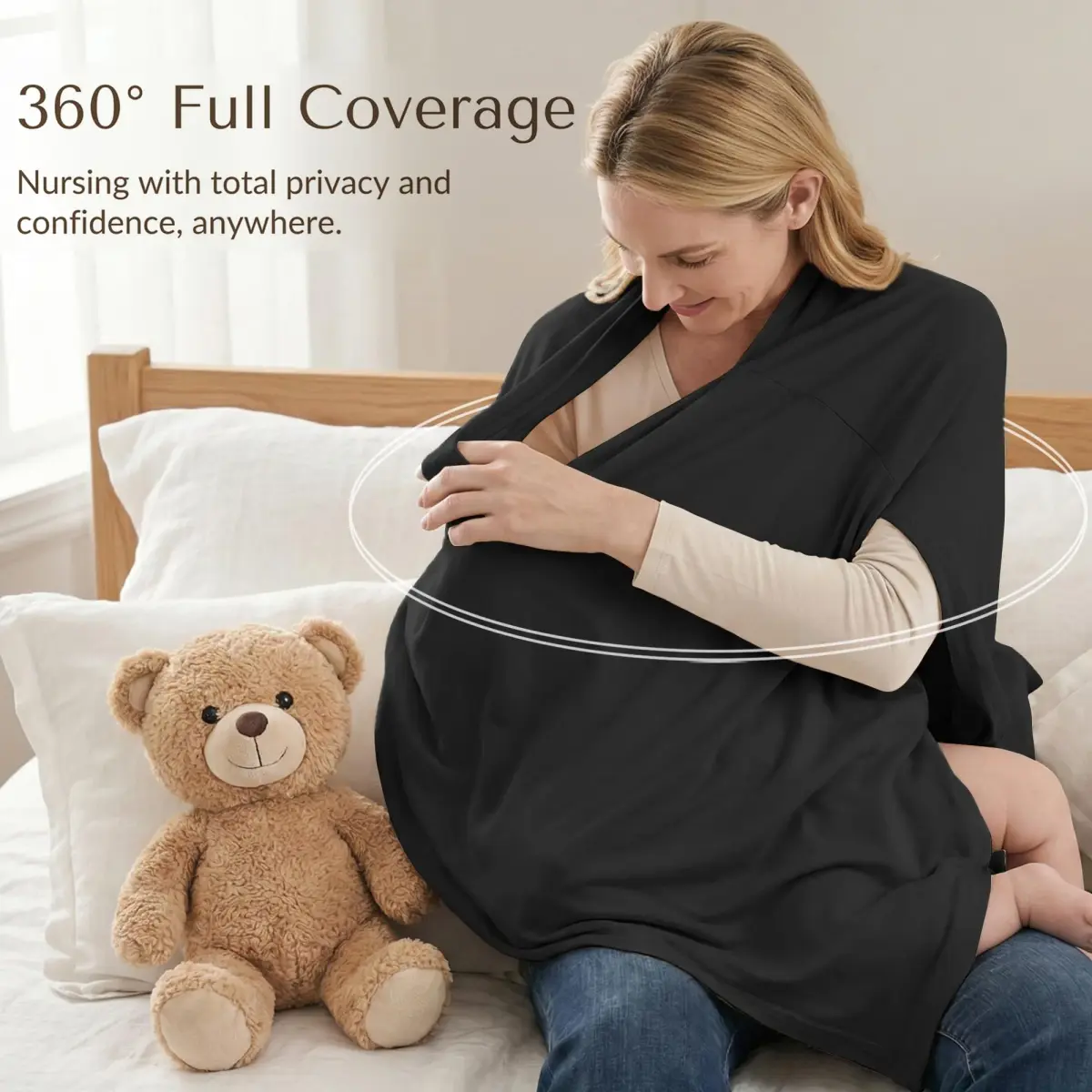 Konssy Rayon Made from Bamboo Nursing Cover for Breastfeeding | Soft, Breathable, Wearable Poncho with 360° Privacy - view 8