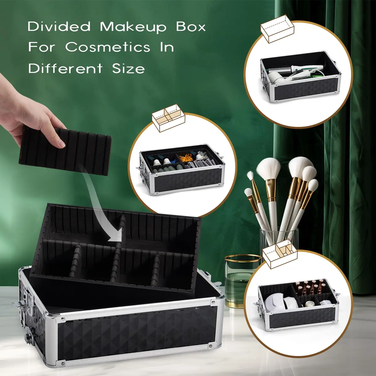 Yueieoun Large Makeup Travel Case 13.4 x 10 x 30.5 inches | 4-in-1 Detachable Compartments - view 4