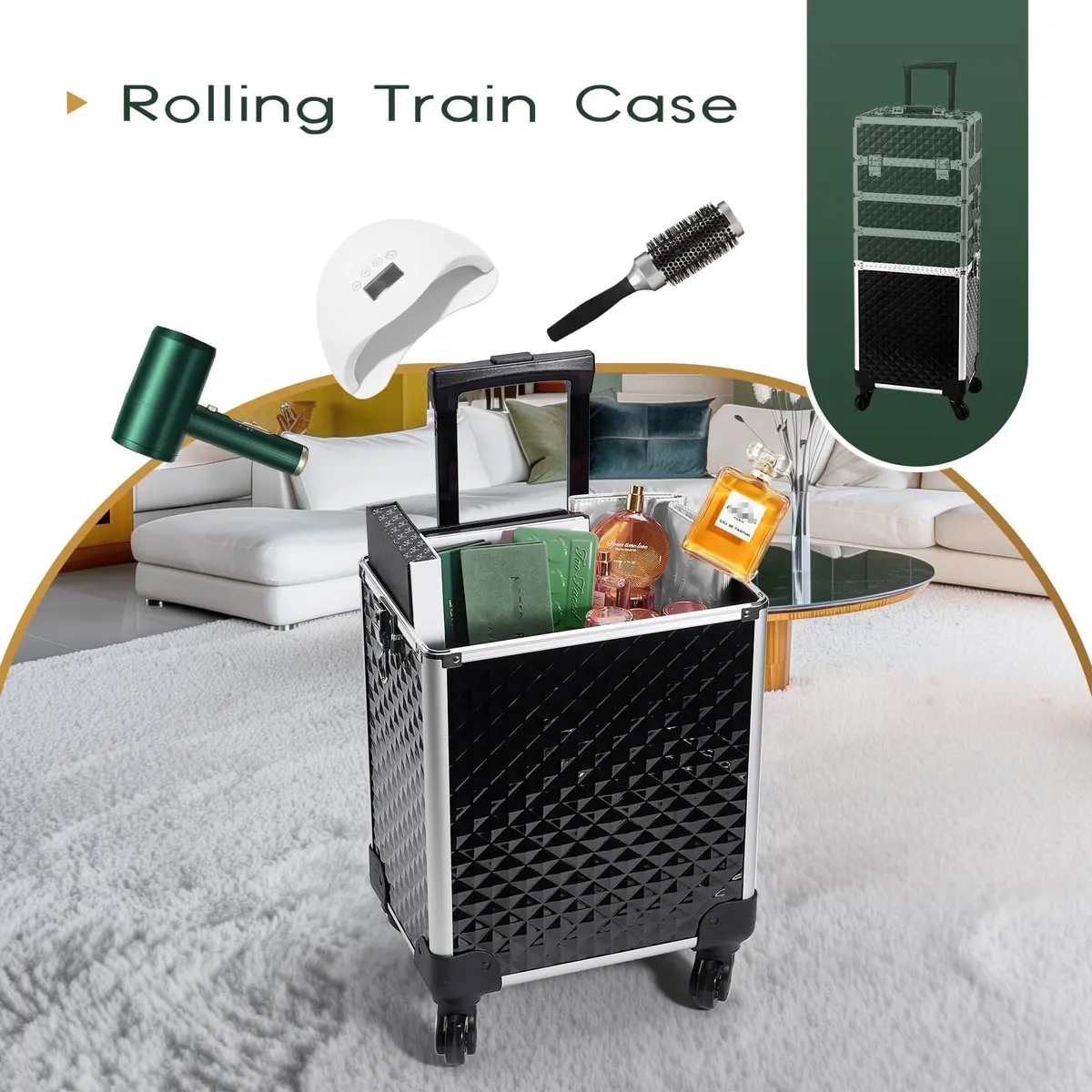 Yueieoun Large Makeup Travel Case 13.4 x 10 x 30.5 inches | 4-in-1 Detachable Compartments - view 5