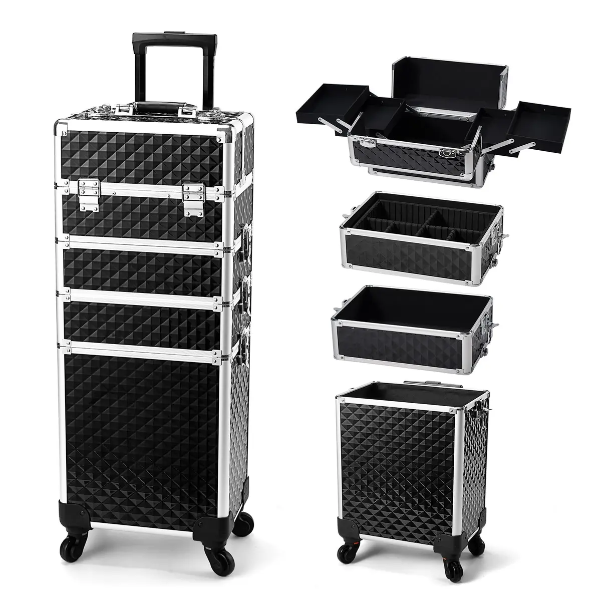 Yueieoun Large Makeup Travel Case 13.4 x 10 x 30.5 inches | 4-in-1 Detachable Compartments - main product image