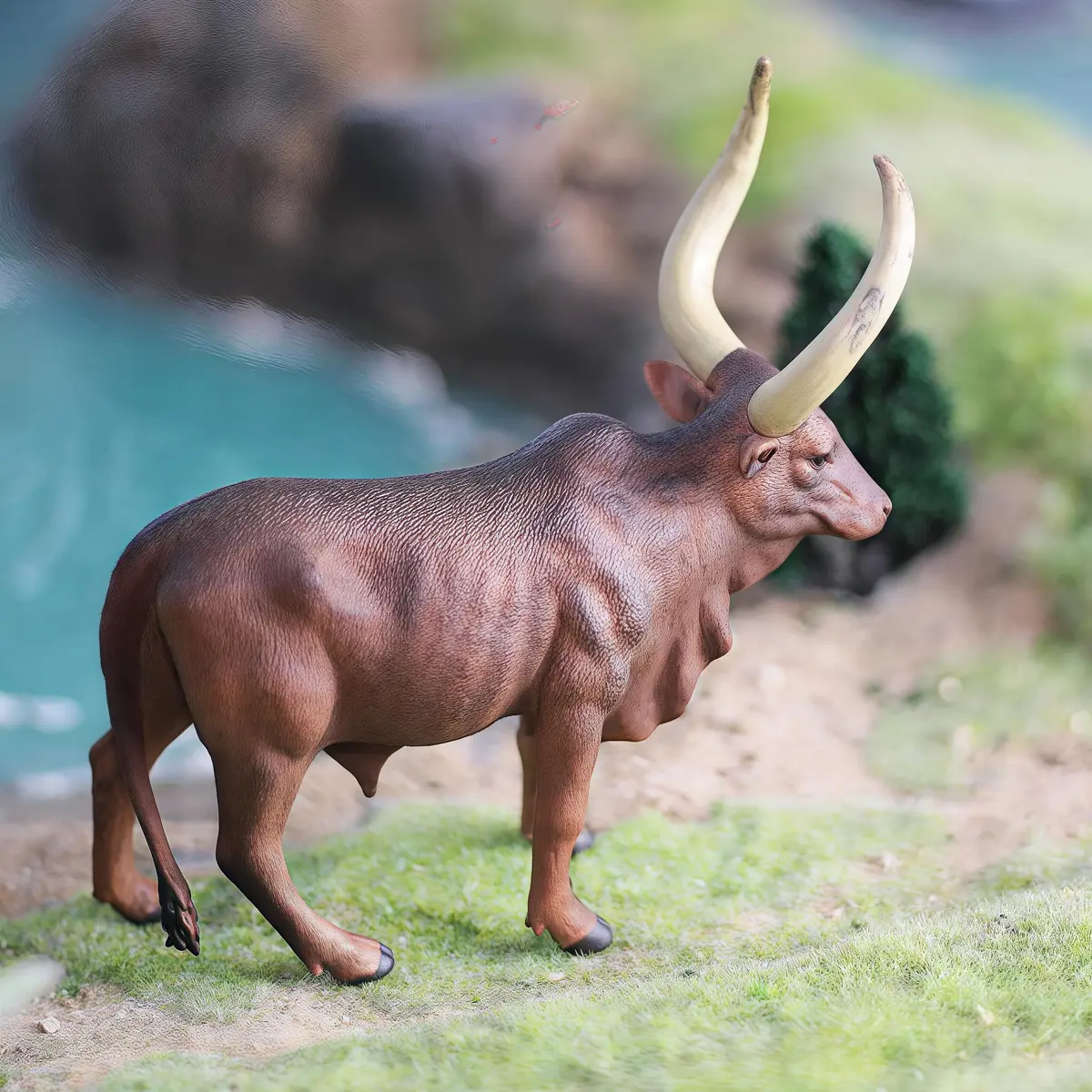 Gemini&Genius Longhorn Cow Farm Animal Figurine | Durable Wild Ox Model for Kids & Collectors - view 2
