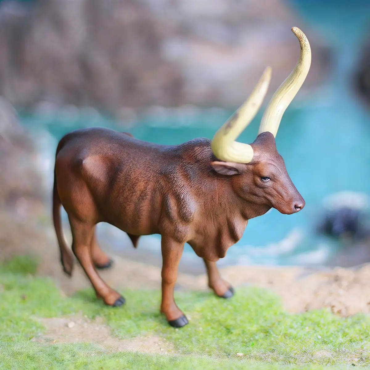 Gemini&Genius Longhorn Cow Farm Animal Figurine | Durable Wild Ox Model for Kids & Collectors - view 3