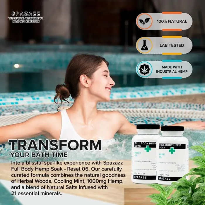 Spazazz Full Body Hemp Soak Reset 06 Aromatherapy Salt | 19 oz | Relaxing Hemp & Mineral Bath - view 9