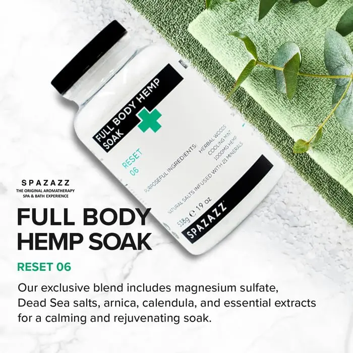 Spazazz Full Body Hemp Soak Reset 06 Aromatherapy Salt | 19 oz | Relaxing Hemp & Mineral Bath - view 11