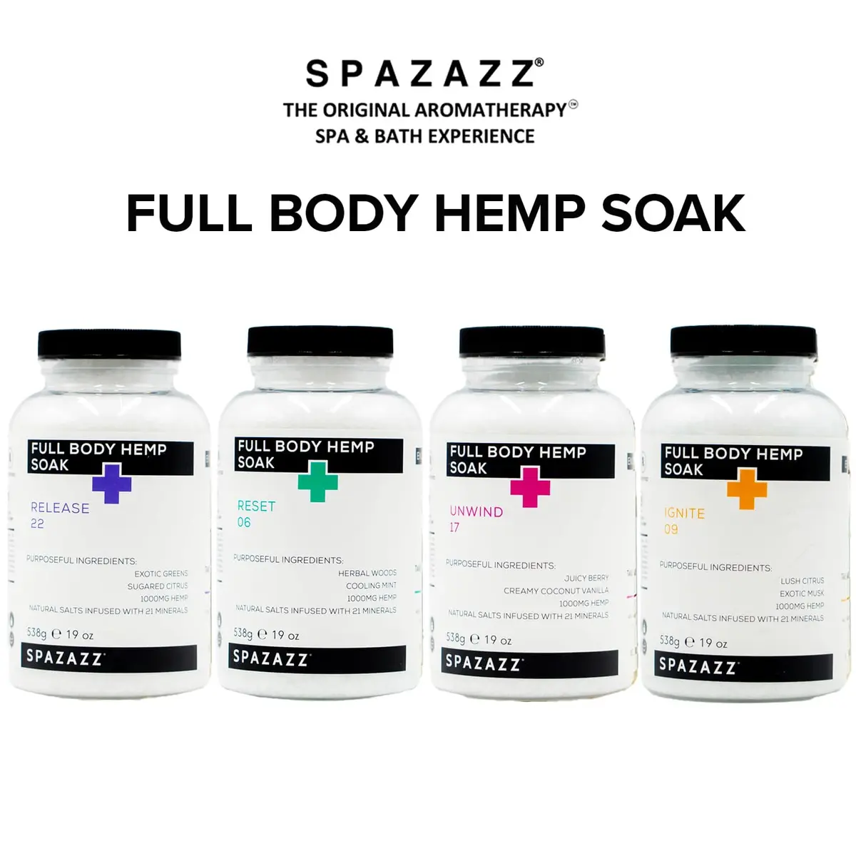Spazazz Full Body Hemp Soak Reset 06 Aromatherapy Salt | 19 oz | Relaxing Hemp & Mineral Bath - view 14