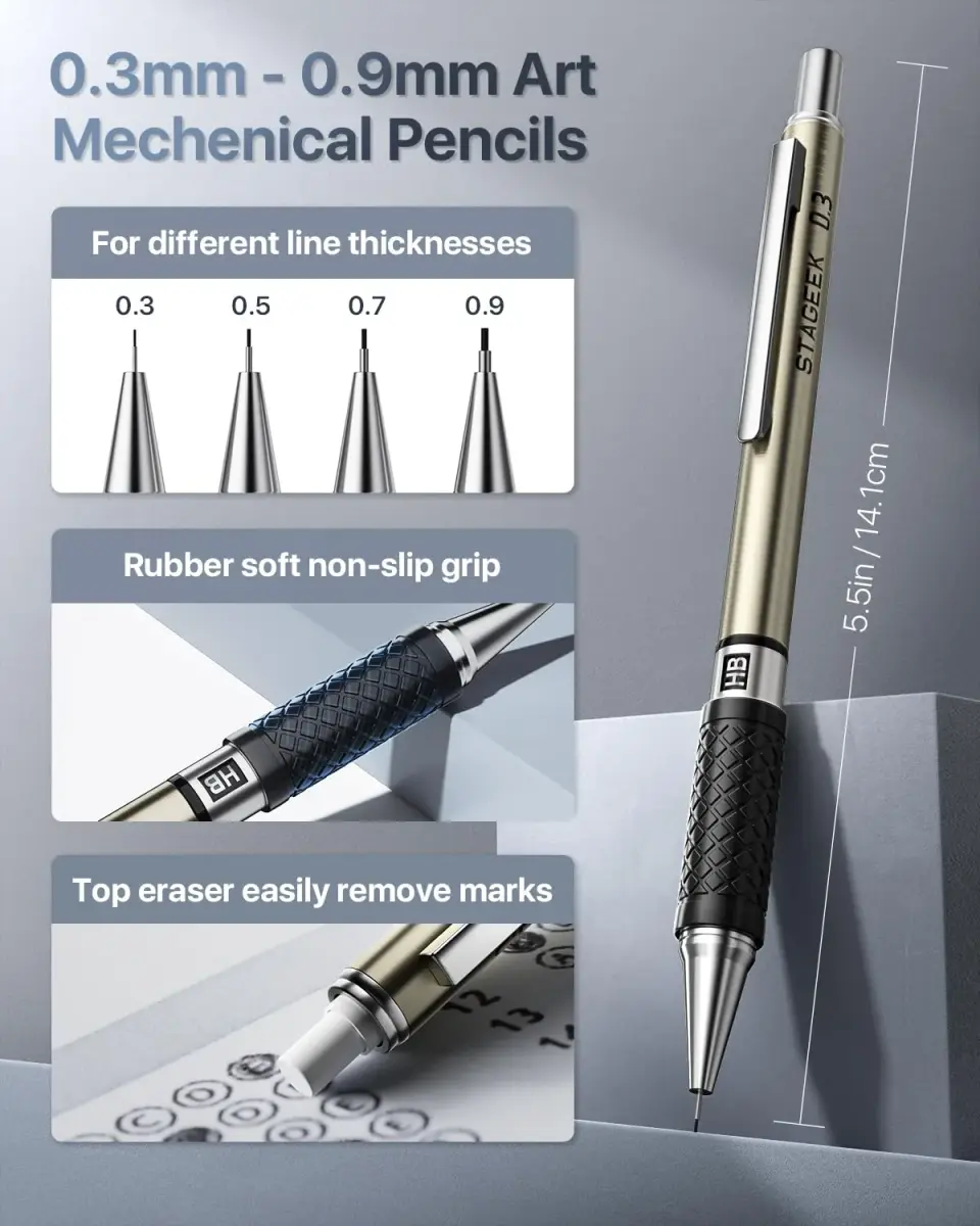 STAGEEK Mechanical Pencil Set with Case, 430g (0.95 lb) | 37 Pieces, 5 Models, 492 Leads - view 4