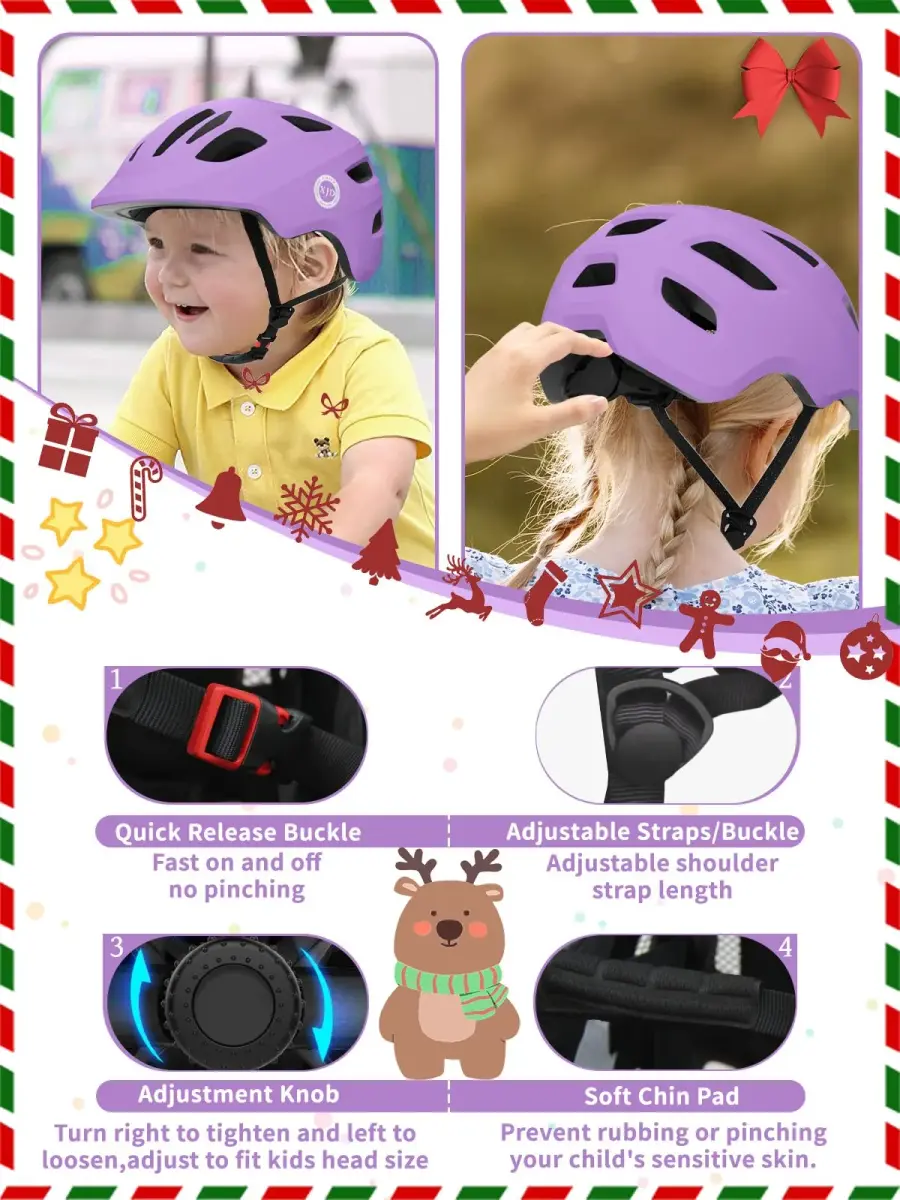 XJD Toddler Helmet for Kids & Babies - Adjustable Multi-Sport Bike & Skateboard Helmet, Lightweight, Light Purple, X-Small (46-51 cm) - view 3