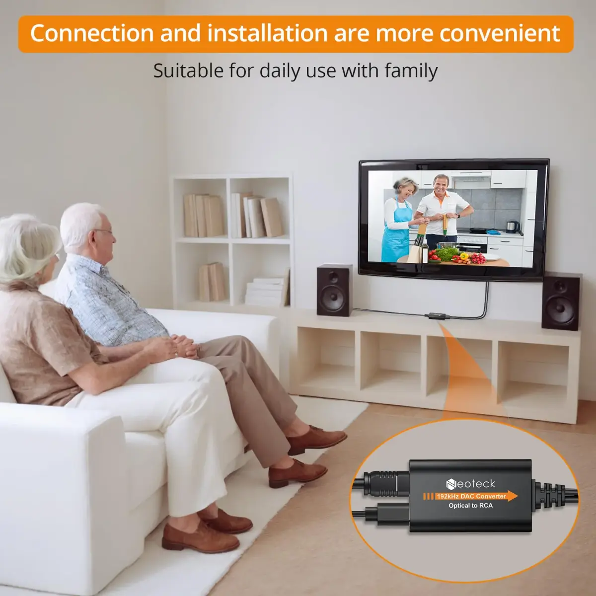 Neoteck Optical to RCA DAC Converter with Amplifier 192kHz SPDIF to Analog Audio Cable | Stereo Output - view 5