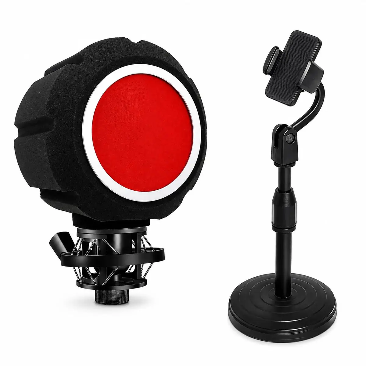 Piwerod Microphone Isolation Shield, Foam Wind Shield with Adjustable Holder & Pop Filter | Studio-Grade Acoustic Treatment - main product image