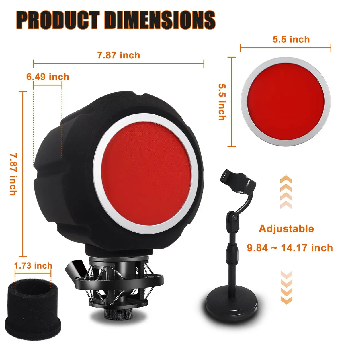Piwerod Microphone Isolation Shield, Foam Wind Shield with Adjustable Holder & Pop Filter | Studio-Grade Acoustic Treatment - view 5