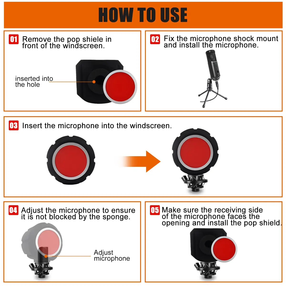 Piwerod Microphone Isolation Shield, Foam Wind Shield with Adjustable Holder & Pop Filter | Studio-Grade Acoustic Treatment - view 6