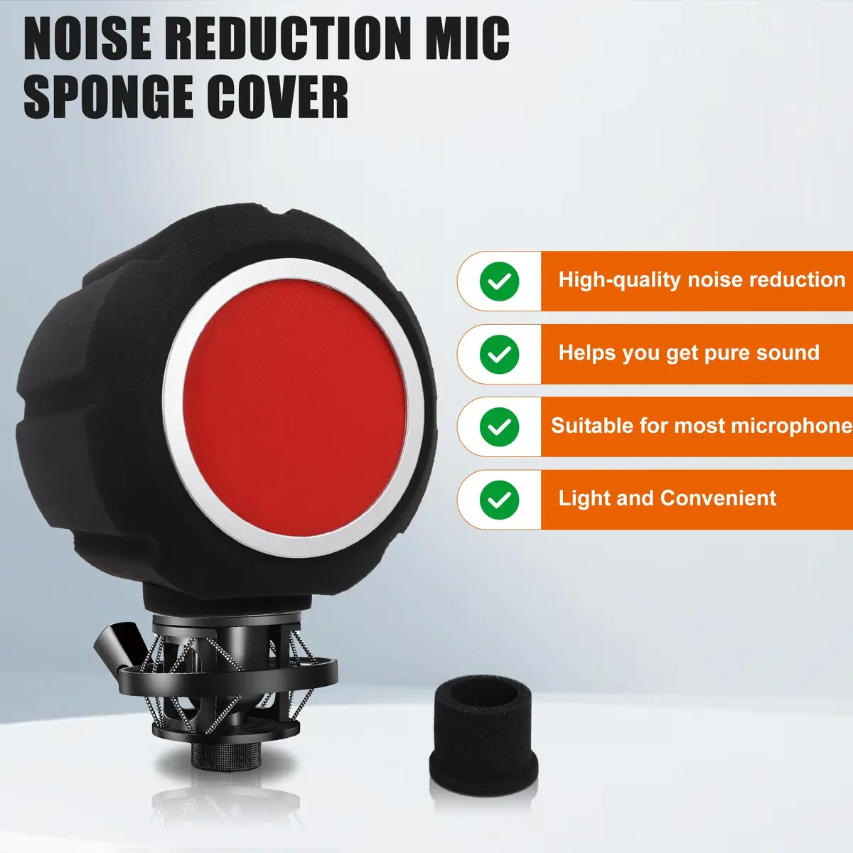 Piwerod Microphone Isolation Shield, Foam Wind Shield with Adjustable Holder & Pop Filter | Studio-Grade Acoustic Treatment - view 2