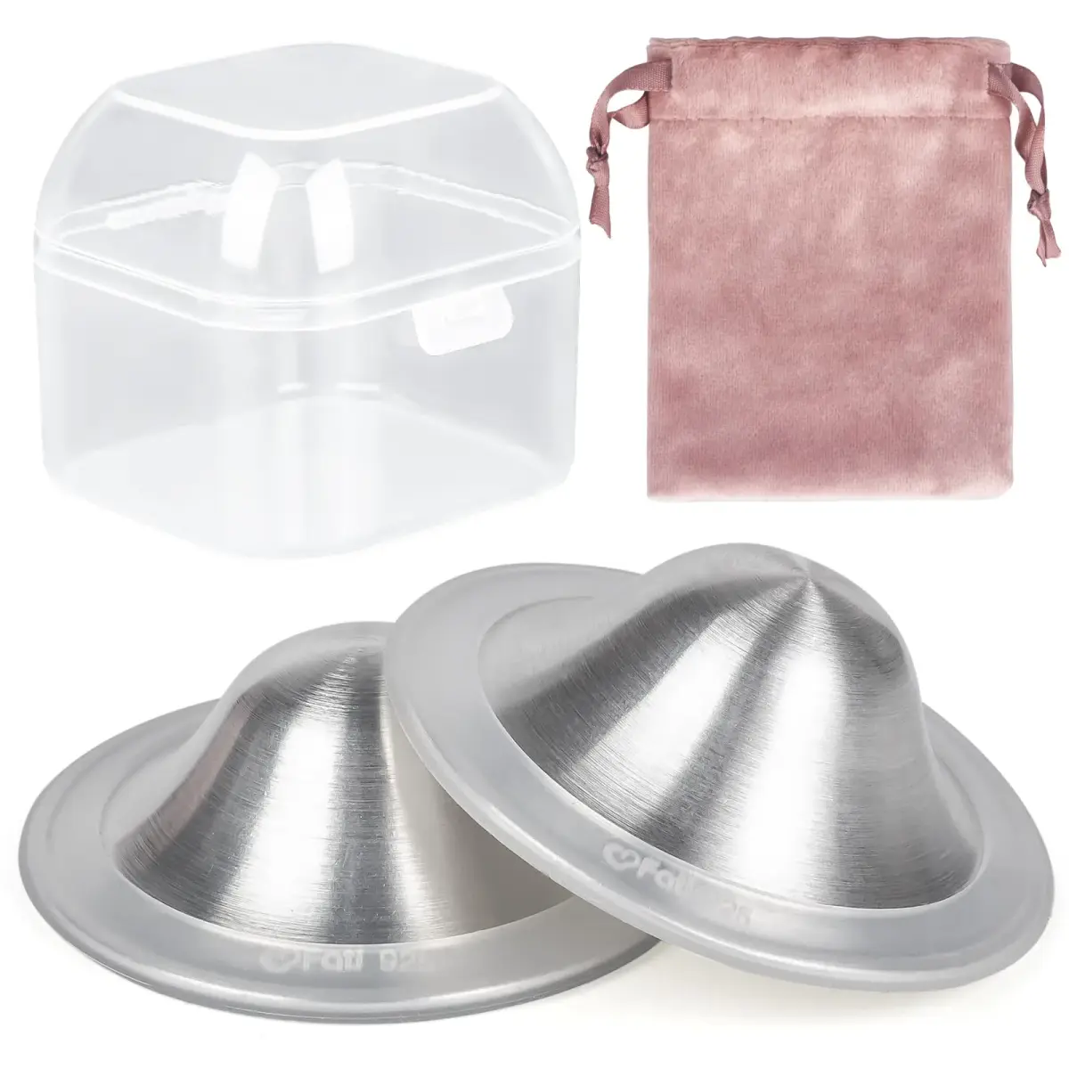 FATI Silver Nursing Cups XL | 925 Sterling Silver for Sore Nipple Relief - main product image
