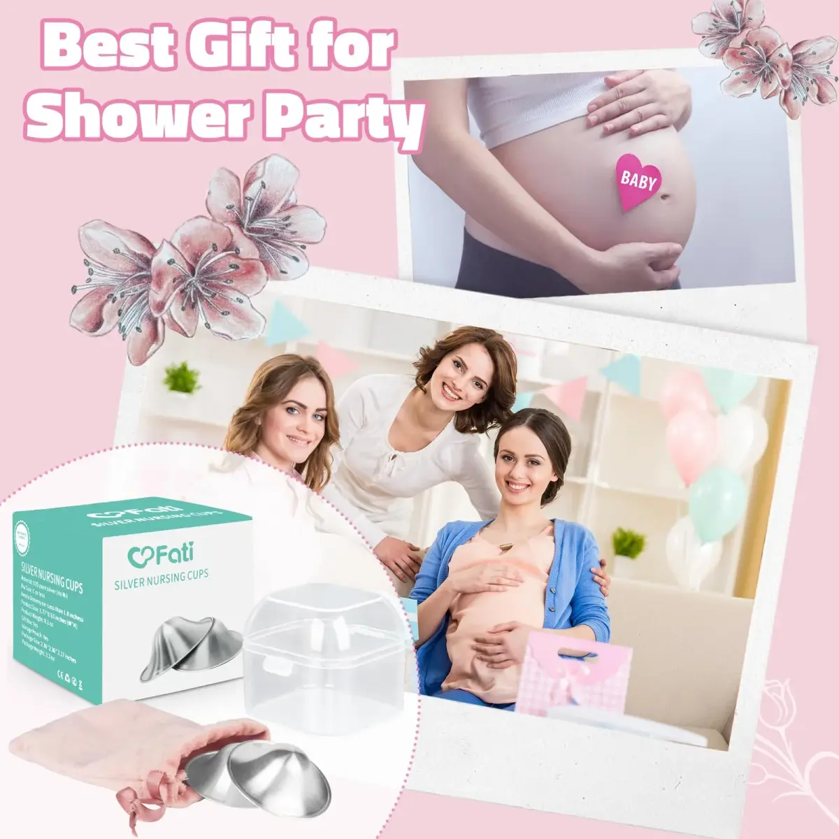 FATI Silver Nursing Cups XL | 925 Sterling Silver for Sore Nipple Relief - view 7