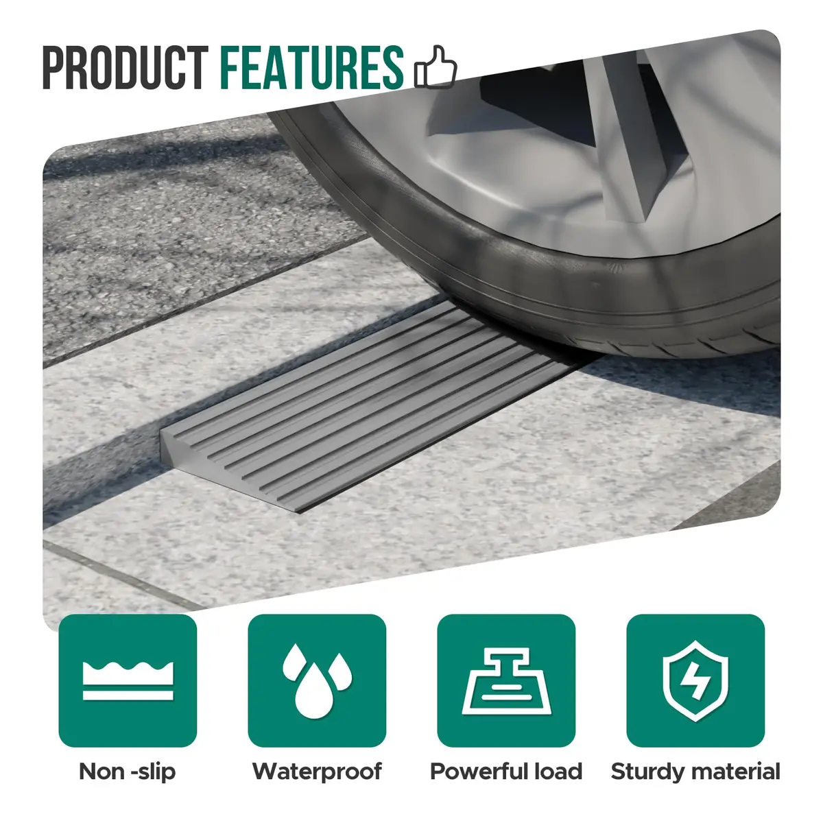 Boiarc Rubber Threshold Ramp for Doorways 10cm (4") Rise x 100cm (3.3Ft) Long | Heavy Duty 1360kg (3000lb) Capacity - view 6