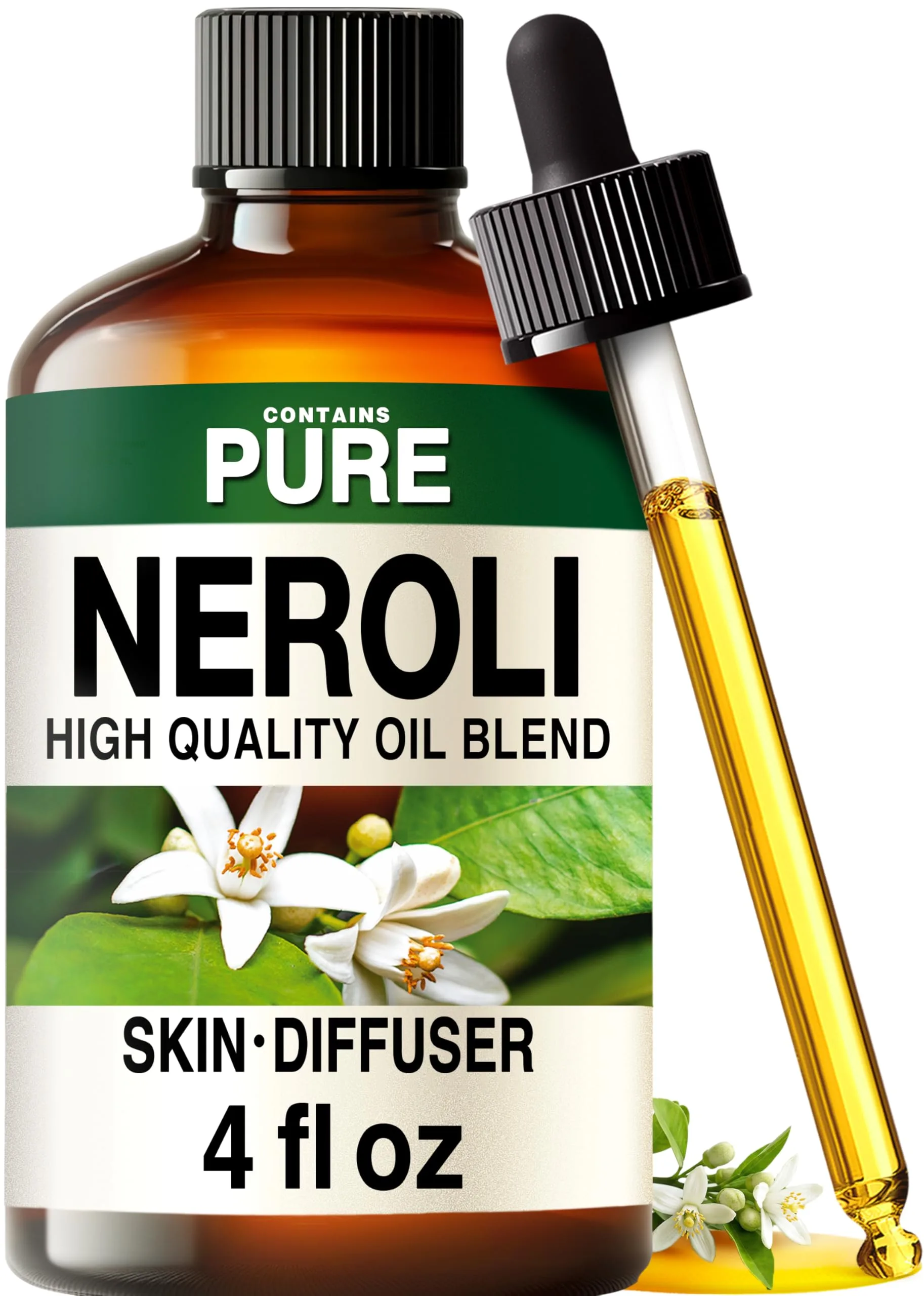 KUKKA essential oils Neroli Essential Oil | Pure Floral Citrus Scent for Skin, Hair, Diffuser, Soap Making (4 Fl Oz) - main product image
