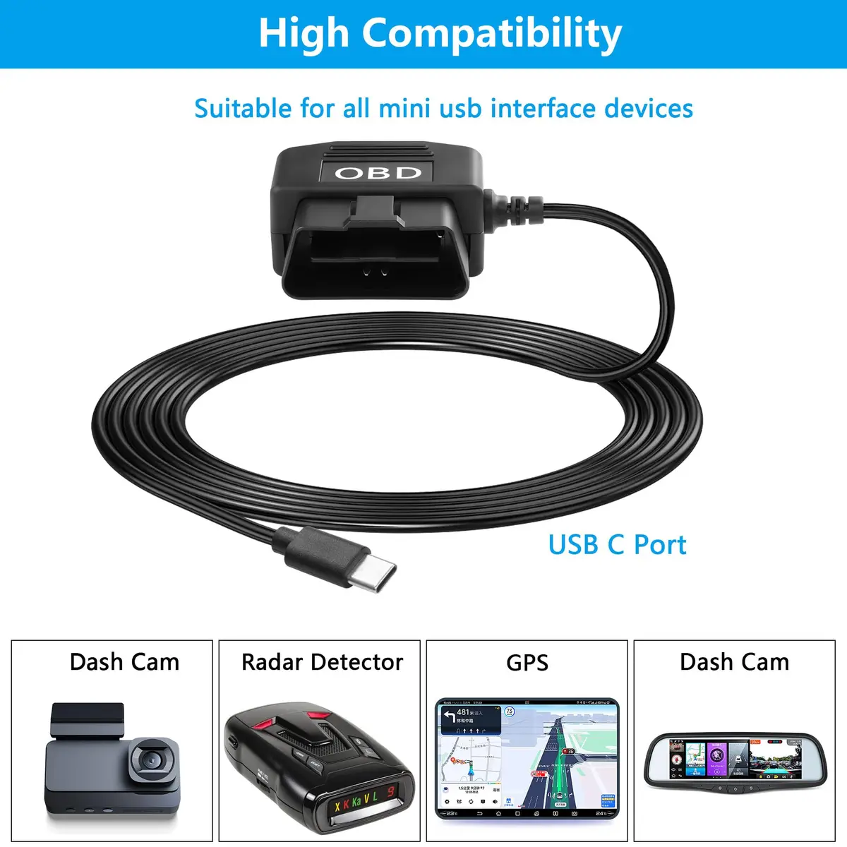 CERRXIAN OBD Power Cable for Dash Camera 3.5M | 24-Hour Surveillance with Low Voltage Protection - view 5
