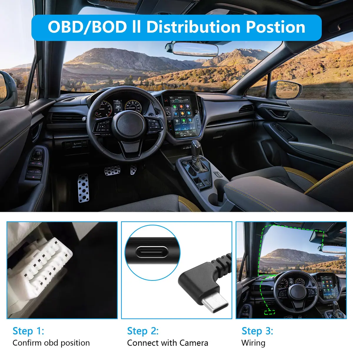 CERRXIAN OBD Power Cable for Dash Camera 13-40V to Type C | 3.5M/11.5FT, Low Voltage Protection - view 3
