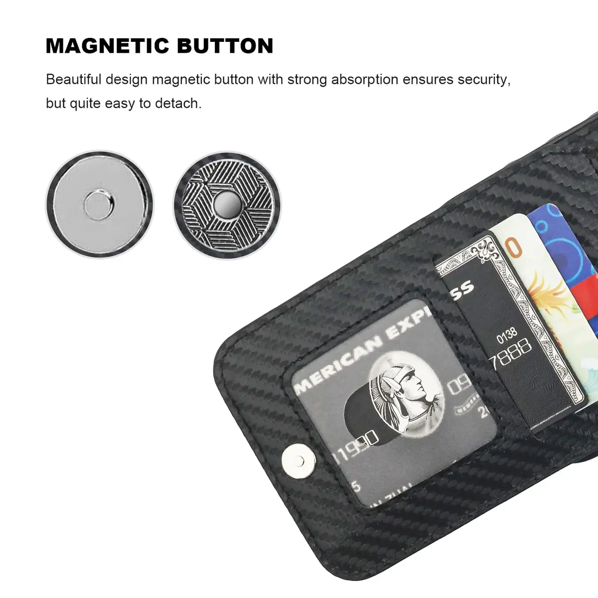 KIHUWEY for iPhone 14 Pro Max Wallet Case Card Holder, Carbon Black | Heavy Duty Leather Cover with Card Slots & Kickstand - view 7