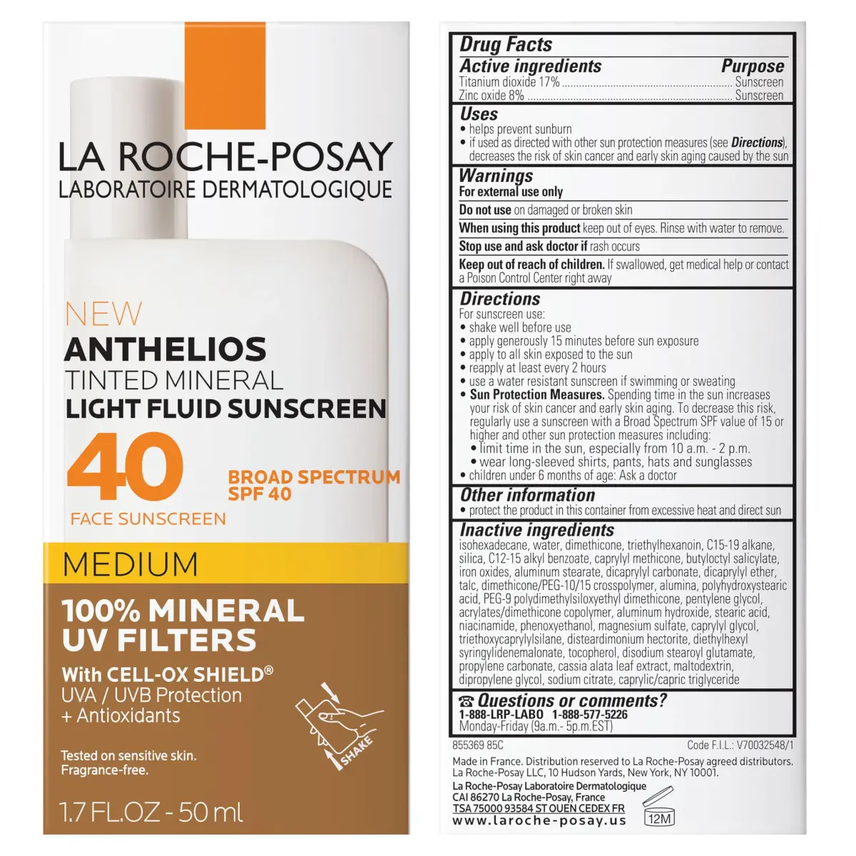 La Roche-Posay Anthelios Tinted Mineral Sunscreen SPF 40 Medium 51ml (1.7 Fl Oz) | Broad Spectrum UVA/UVB Protection - view 7