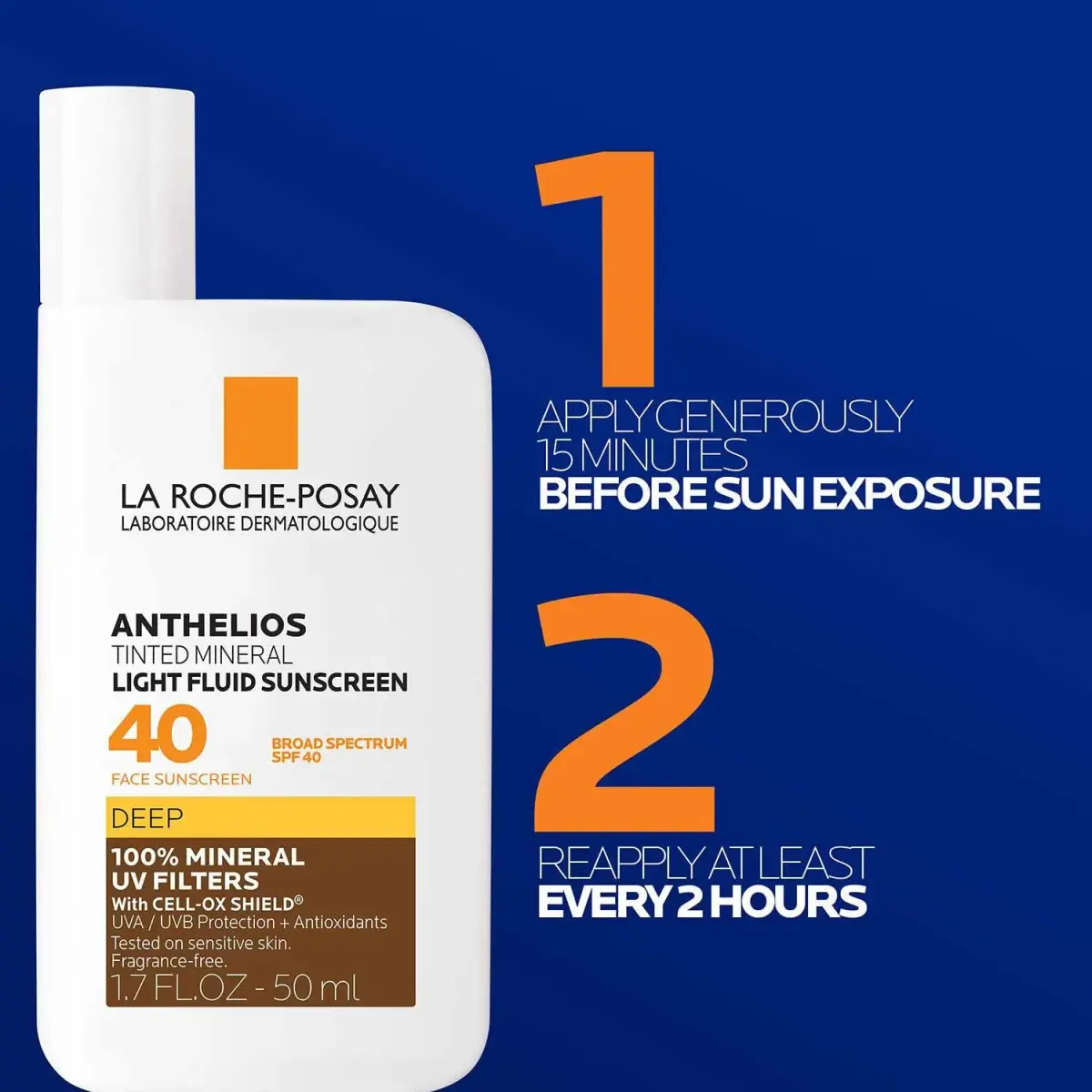 La Roche-Posay Anthelios Tinted Mineral Face Sunscreen SPF 40 Deep | 50ml (1.7 Fl Oz) | Broad Spectrum Protection - view 7